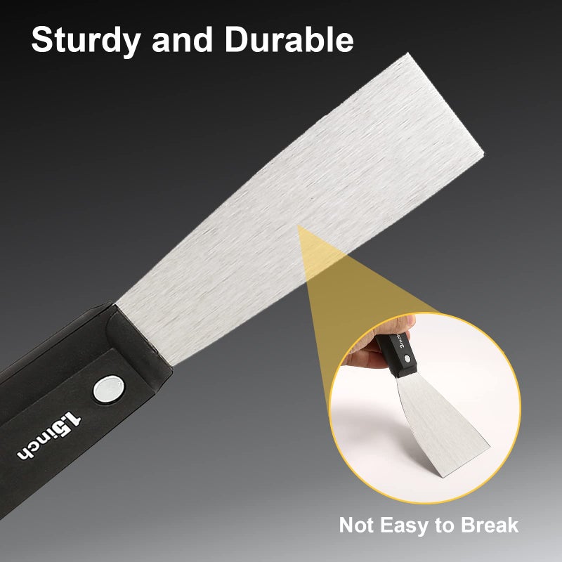 QEES 7 PCS Drywall Tools,Putty Knife Scraper Tool,Stainless Steel Paint Scraper Spackle Knife,Drywall Scraper Spackle Taping Knife for Spreading Mud, Taping,Repairing Wall. - Image 3